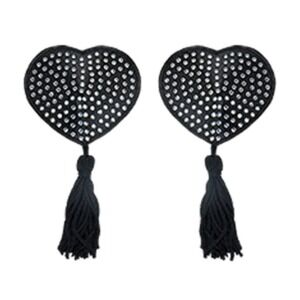 Pure Romance Heartbreaker Tassels Black Rhinestone Nipple Pasties